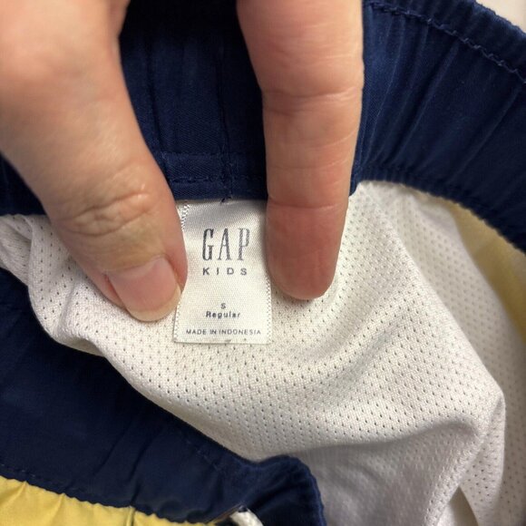 Gap Boys Board Shorts Yellow Blue Sharks Pockets Drawstring Swim Trunks S - Picture 6 of 8